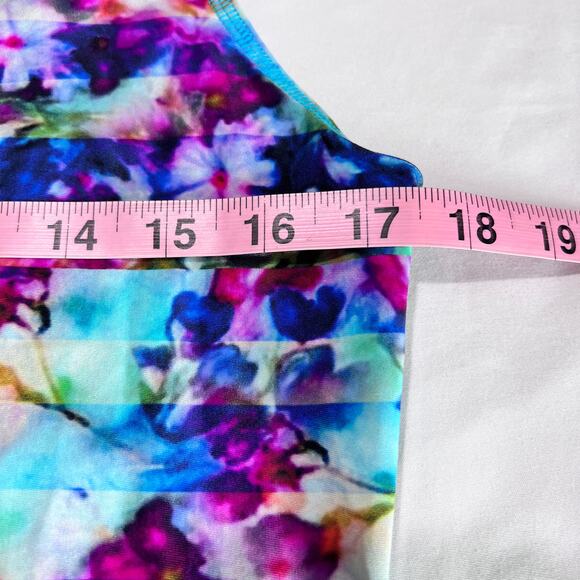 Athleta Women’s Sleeveless Tank Top M Floral Tie Dye Print Multicolor Stretch - Picture 3 of 8